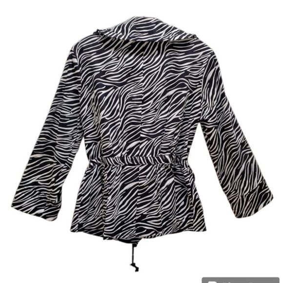 EUC Vintage Zebra Print Light Cotton Jacket 3/4 Sleeve and Cinched Waist -Size S - Picture 3 of 10
